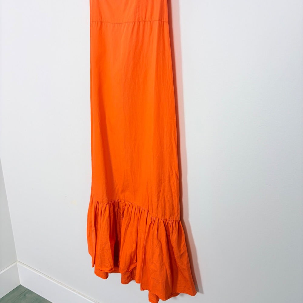 Free People Laila Coral Orange Tie Back Bow Detail Scoop Neck Midi Dress Small - Picture 4 of 9